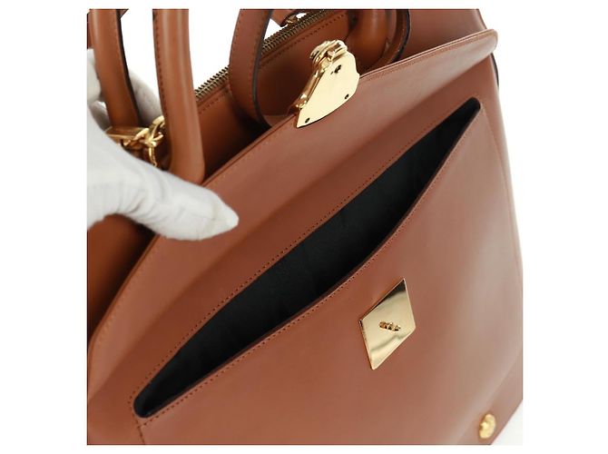 Borsa a mano in pelle Salvatore Ferragamo 2 in 1 marrone oro Auth 159378 - vista 22