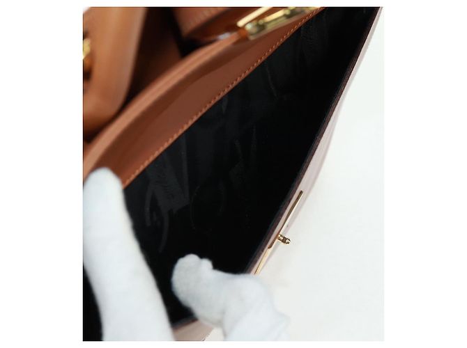 Borsa a mano in pelle Salvatore Ferragamo 2 in 1 marrone oro Auth 159378 - vista 23