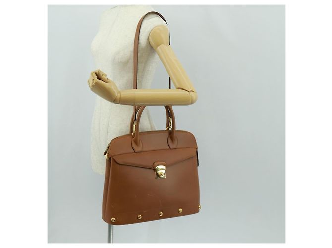 Borsa a mano in pelle Salvatore Ferragamo 2 in 1 marrone oro Auth 159378 - vista 29