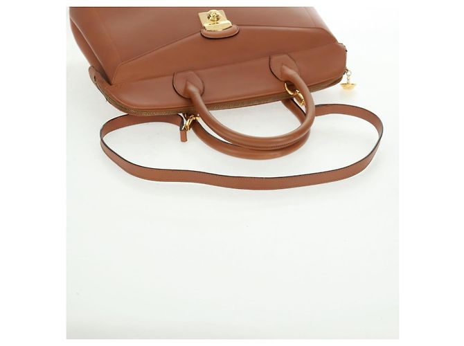 Borsa a mano in pelle Salvatore Ferragamo 2 in 1 marrone oro Auth 159378 - vista 9