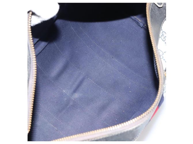 Gucci Borsa Boston GG Supreme in PVC Navy Gold Auth 162988 D'oro Blu navy - vista 11