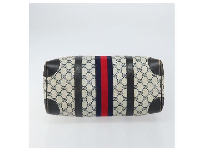 Gucci Borsa Boston GG Supreme in PVC Navy Gold Auth 162988 D'oro Blu navy - vista 5