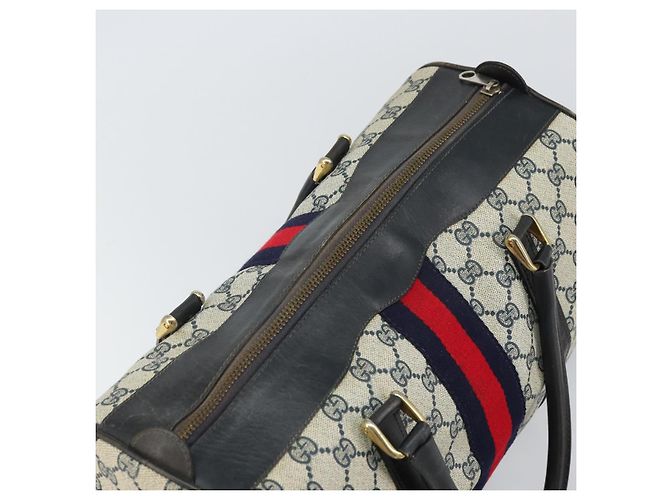 Gucci Borsa Boston GG Supreme in PVC Navy Gold Auth 162988 D'oro Blu navy - vista 6