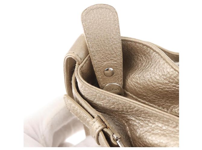 Salvatore Ferragamo Gancini Hand Bag Leather Champagne Gold Silver Auth 161013 Silvery Golden - view 10