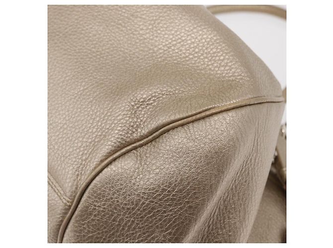 Salvatore Ferragamo Gancini Hand Bag Leather Champagne Gold Silver Auth 161013 Silvery Golden - view 14