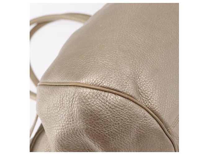 Salvatore Ferragamo Gancini Hand Bag Leather Champagne Gold Silver Auth 161013 Silvery Golden - view 15