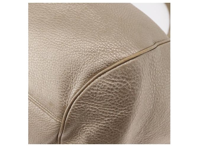 Salvatore Ferragamo Gancini Hand Bag Leather Champagne Gold Silver Auth 161013 Silvery Golden - view 16