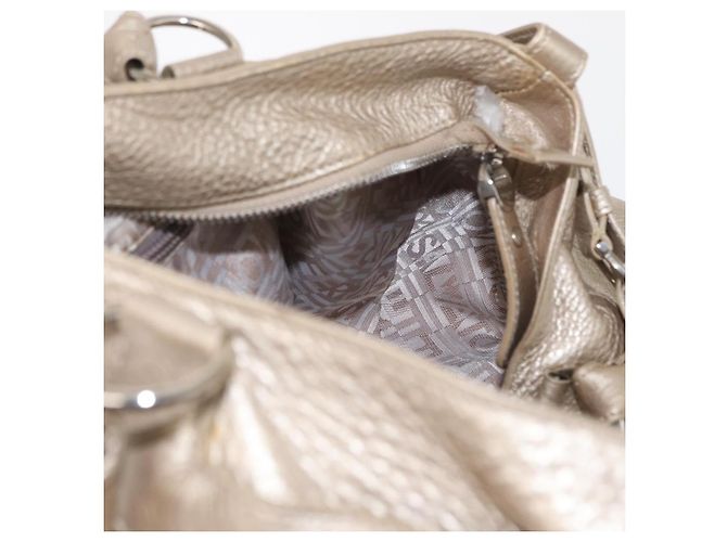 Salvatore Ferragamo Gancini Hand Bag Leather Champagne Gold Silver Auth 161013 Silvery Golden - view 19