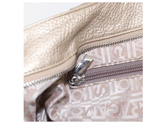 Salvatore Ferragamo Gancini Hand Bag Leather Champagne Gold Silver Auth 161013 Silvery Golden - view 21