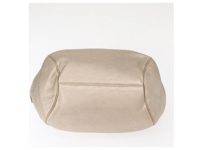 Salvatore Ferragamo Gancini Hand Bag Leather Champagne Gold Silver Auth 161013 Silvery Golden - view 5