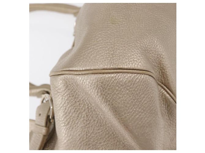 Salvatore Ferragamo Gancini Hand Bag Leather Champagne Gold Silver Auth 161013 Silvery Golden - view 9