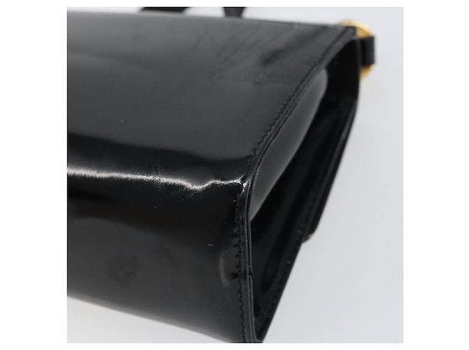 Borsa a spalla Gancini Salvatore Ferragamo in pelle verniciata nera e oro Auth 162253 - vista 15