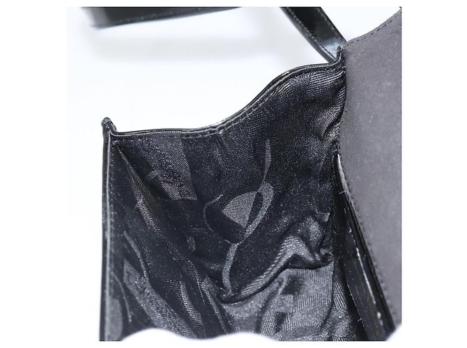 Borsa a spalla Gancini Salvatore Ferragamo in pelle verniciata nera e oro Auth 162253 - vista 19