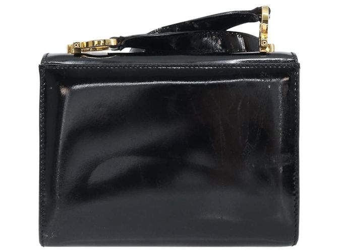Borsa a spalla Gancini Salvatore Ferragamo in pelle verniciata nera e oro Auth 162253 - vista 2