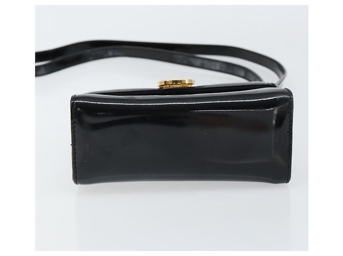 Borsa a spalla Gancini Salvatore Ferragamo in pelle verniciata nera e oro Auth 162253 - vista 5