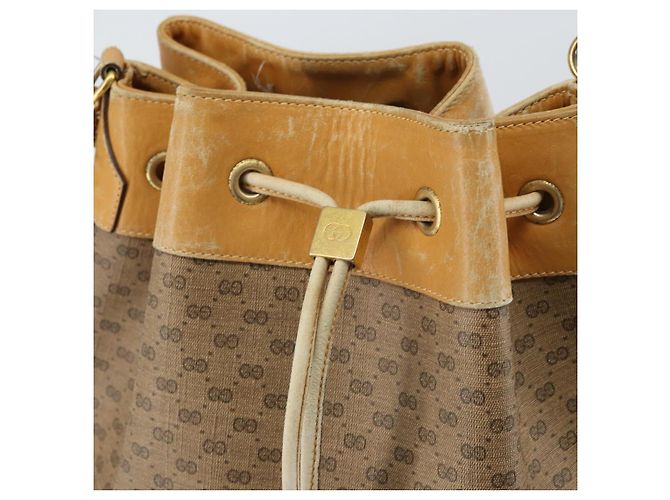 Borsa Sherry Line in PVC Beige Micro GG Supreme Web di GUCCI 001 58 4793 Auth 161752 D'oro - vista 10