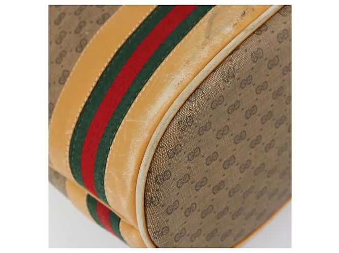 Borsa Sherry Line in PVC Beige Micro GG Supreme Web di GUCCI 001 58 4793 Auth 161752 D'oro - vista 15