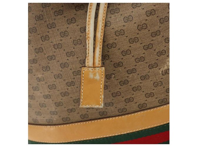 Borsa Sherry Line in PVC Beige Micro GG Supreme Web di GUCCI 001 58 4793 Auth 161752 D'oro - vista 18