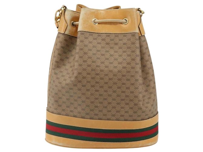 Borsa Sherry Line in PVC Beige Micro GG Supreme Web di GUCCI 001 58 4793 Auth 161752 D'oro - vista 2