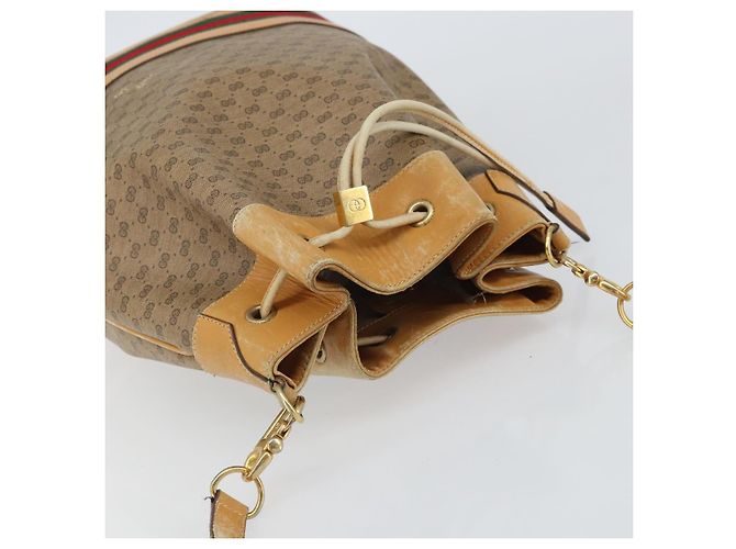 Borsa Sherry Line in PVC Beige Micro GG Supreme Web di GUCCI 001 58 4793 Auth 161752 D'oro - vista 6