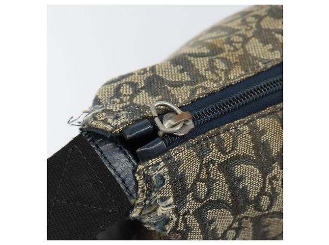 Borsa a Spalla in Tela Trotter Christian Dior Navy Argento Auth 160673 Blu navy - vista 10