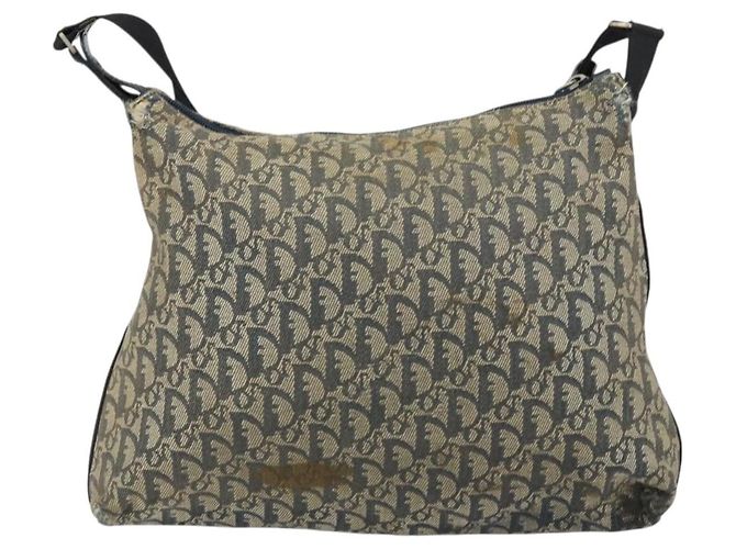 Borsa a Spalla in Tela Trotter Christian Dior Navy Argento Auth 160673 Blu navy - vista 2