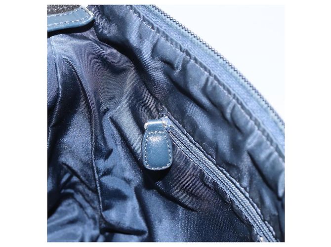 Borsa a Spalla in Tela Trotter Christian Dior Navy Argento Auth 160673 Blu navy - vista 22