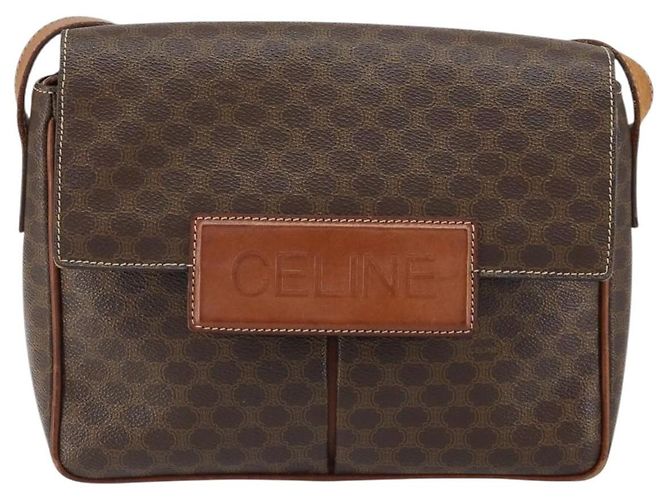 Céline Borsa a Spalla in Tela Macadam CELINE in Pelle PVC Marrone Oro Auth 161212 D'oro - vista 13