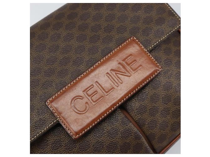 Céline Borsa a Spalla in Tela Macadam CELINE in Pelle PVC Marrone Oro Auth 161212 D'oro - vista 17