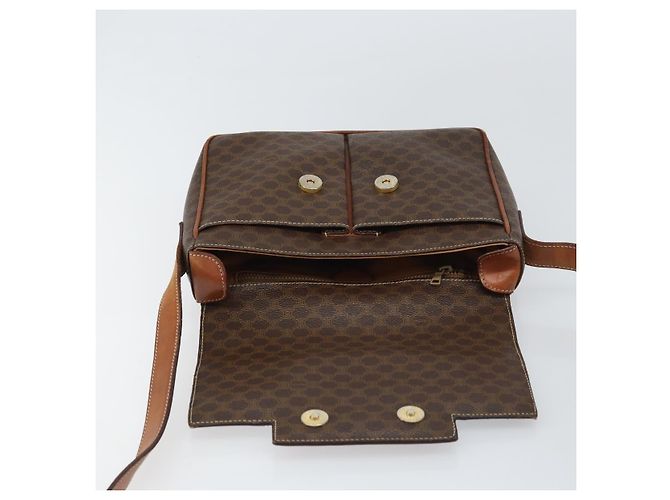 Céline Borsa a Spalla in Tela Macadam CELINE in Pelle PVC Marrone Oro Auth 161212 D'oro - vista 18