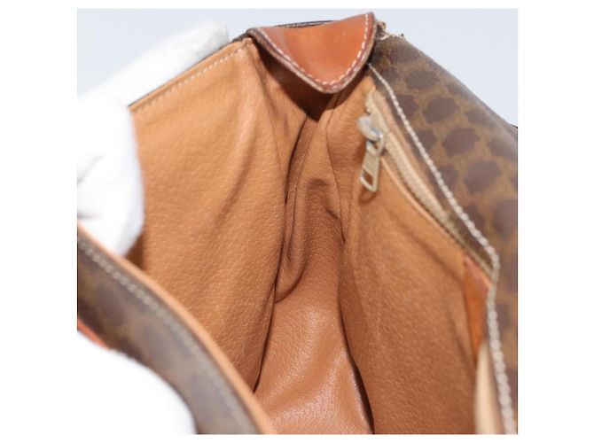 Céline Borsa a Spalla in Tela Macadam CELINE in Pelle PVC Marrone Oro Auth 161212 D'oro - vista 21