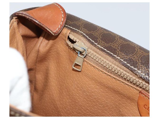Céline Borsa a Spalla in Tela Macadam CELINE in Pelle PVC Marrone Oro Auth 161212 D'oro - vista 22
