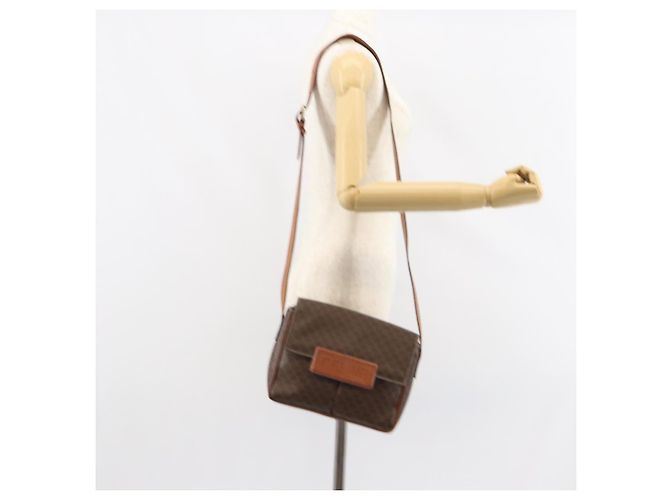 Céline Borsa a Spalla in Tela Macadam CELINE in Pelle PVC Marrone Oro Auth 161212 D'oro - vista 24
