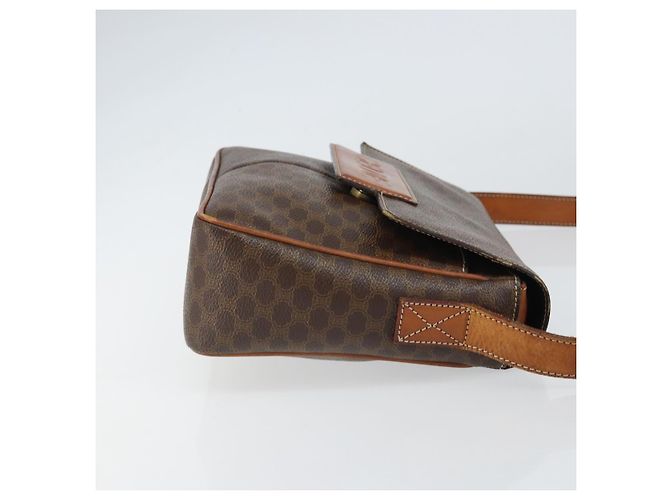 Céline Borsa a Spalla in Tela Macadam CELINE in Pelle PVC Marrone Oro Auth 161212 D'oro - vista 3