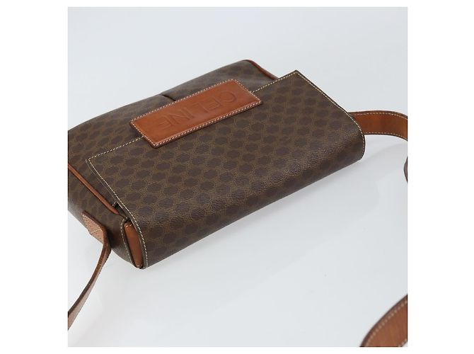 Céline Borsa a Spalla in Tela Macadam CELINE in Pelle PVC Marrone Oro Auth 161212 D'oro - vista 6