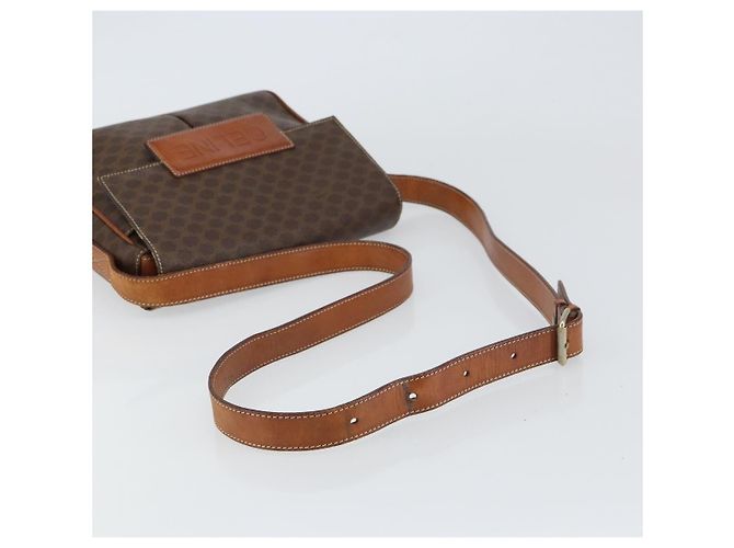 Céline Borsa a Spalla in Tela Macadam CELINE in Pelle PVC Marrone Oro Auth 161212 D'oro - vista 7