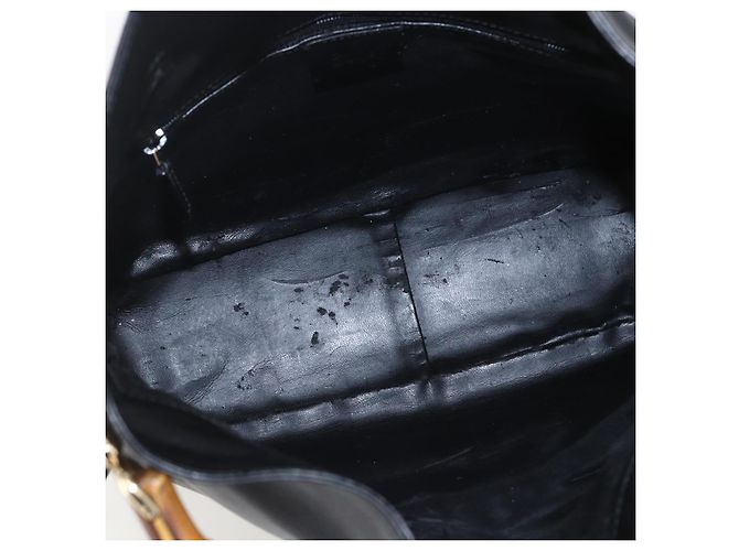 Borsa a mano in pelle Gucci Bamboo 2way Nera Oro 001 1638 Auth 159054 Nero D'oro - vista 11