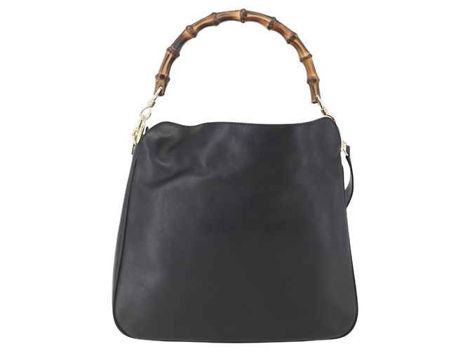 Borsa a mano in pelle Gucci Bamboo 2way Nera Oro 001 1638 Auth 159054 Nero D'oro - vista 13