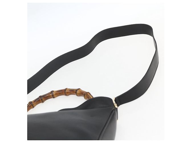 Borsa a mano in pelle Gucci Bamboo 2way Nera Oro 001 1638 Auth 159054 Nero D'oro - vista 14
