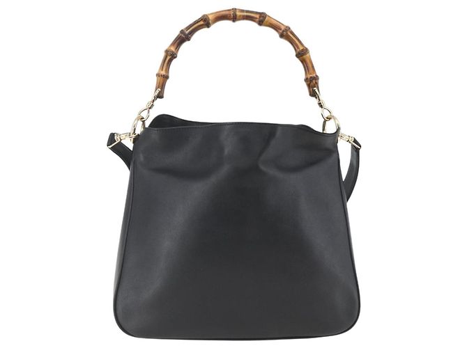 Borsa a mano in pelle Gucci Bamboo 2way Nera Oro 001 1638 Auth 159054 Nero D'oro - vista 2