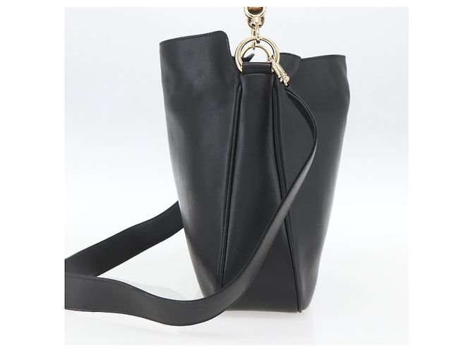 Borsa a mano in pelle Gucci Bamboo 2way Nera Oro 001 1638 Auth 159054 Nero D'oro - vista 4