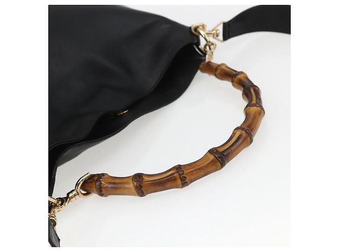 Borsa a mano in pelle Gucci Bamboo 2way Nera Oro 001 1638 Auth 159054 Nero D'oro - vista 7