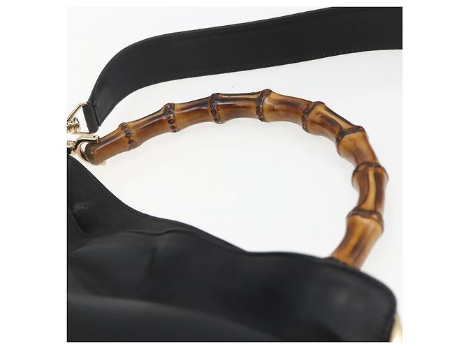 Borsa a mano in pelle Gucci Bamboo 2way Nera Oro 001 1638 Auth 159054 Nero D'oro - vista 8
