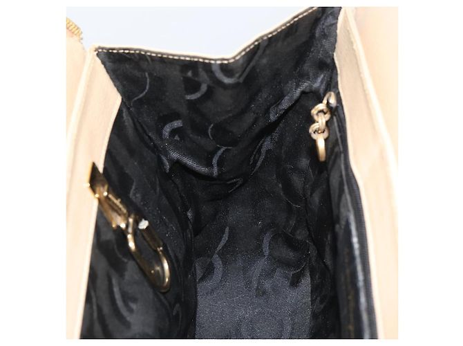 Borsa a Spalla Gancini in Pelle Beige Oro Auth 161430 di Salvatore Ferragamo - vista 19