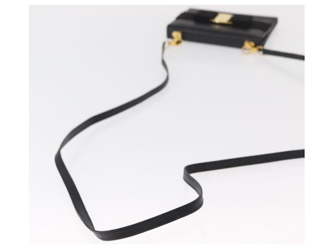 Portafoglio a spalla Salvatore Ferragamo Vala in pelle nera e oro Auth 159452 Nero D'oro - vista 7