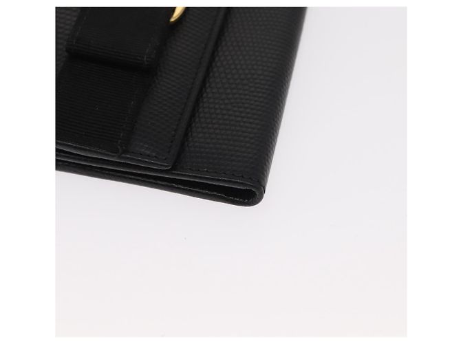 Portafoglio a spalla Salvatore Ferragamo Vala in pelle nera e oro Auth 159452 Nero D'oro - vista 9