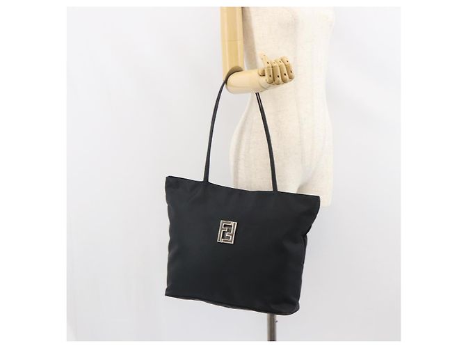 FENDI Tote Bag Nylon Schwarz Silber Auth 160965 - Ansicht 23