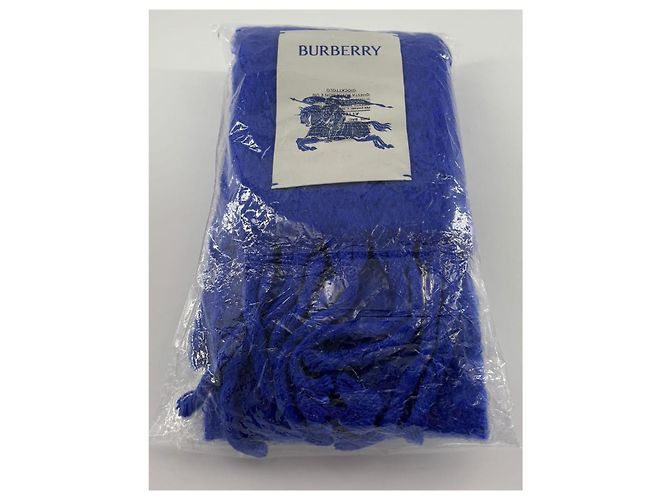 Sciarpa in mohair e lana Burberry – Blu Cavaliere Multicolore - vista 9
