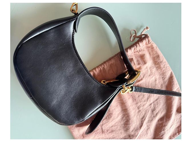 Borsa Hobo Miu Miu Wander Nera in Pelliccia Nero - vista 10