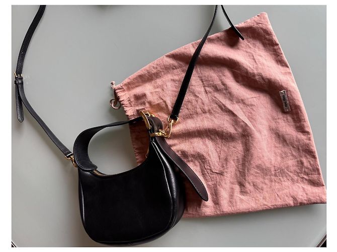 Borsa Hobo Miu Miu Wander Nera in Pelliccia Nero - vista 11